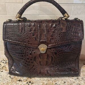 Brahmin Brown Croc-Embossed Leather Top-Handle Bag